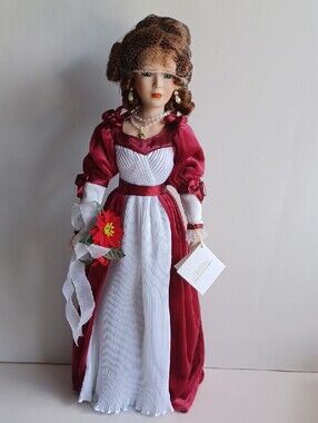 Cherished Moments Vintage Christmas Doll 2001 Christine Noel w/Box Red Velvet
